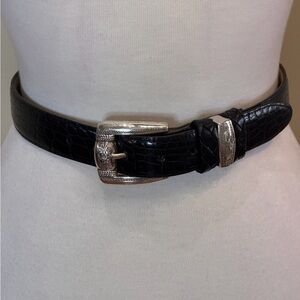 Brighton | Size Small Black Embossed Belt with Silver Accents